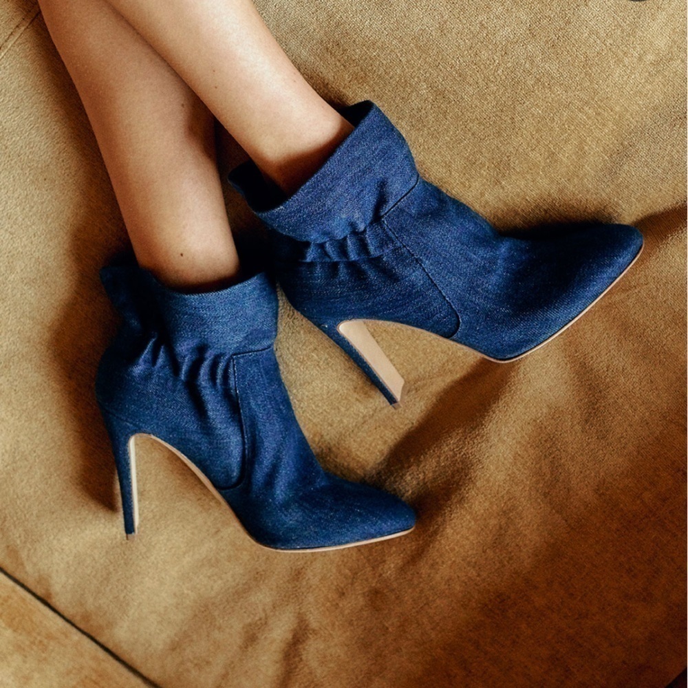 Laurence Dacade Paris Denim Pull On Ankle Booties Size 38 Boots